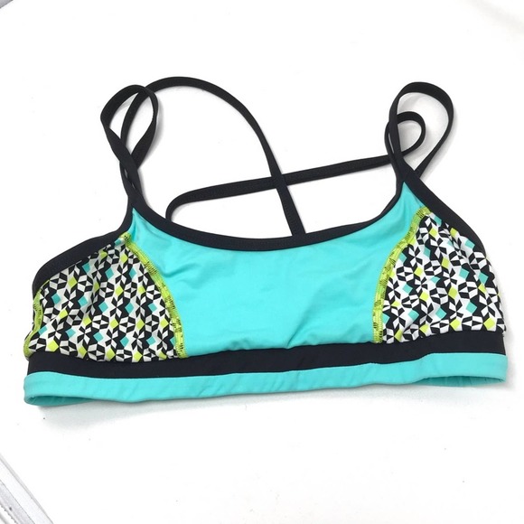 Trina Turk Recreation Swimsuit Top Black White Green